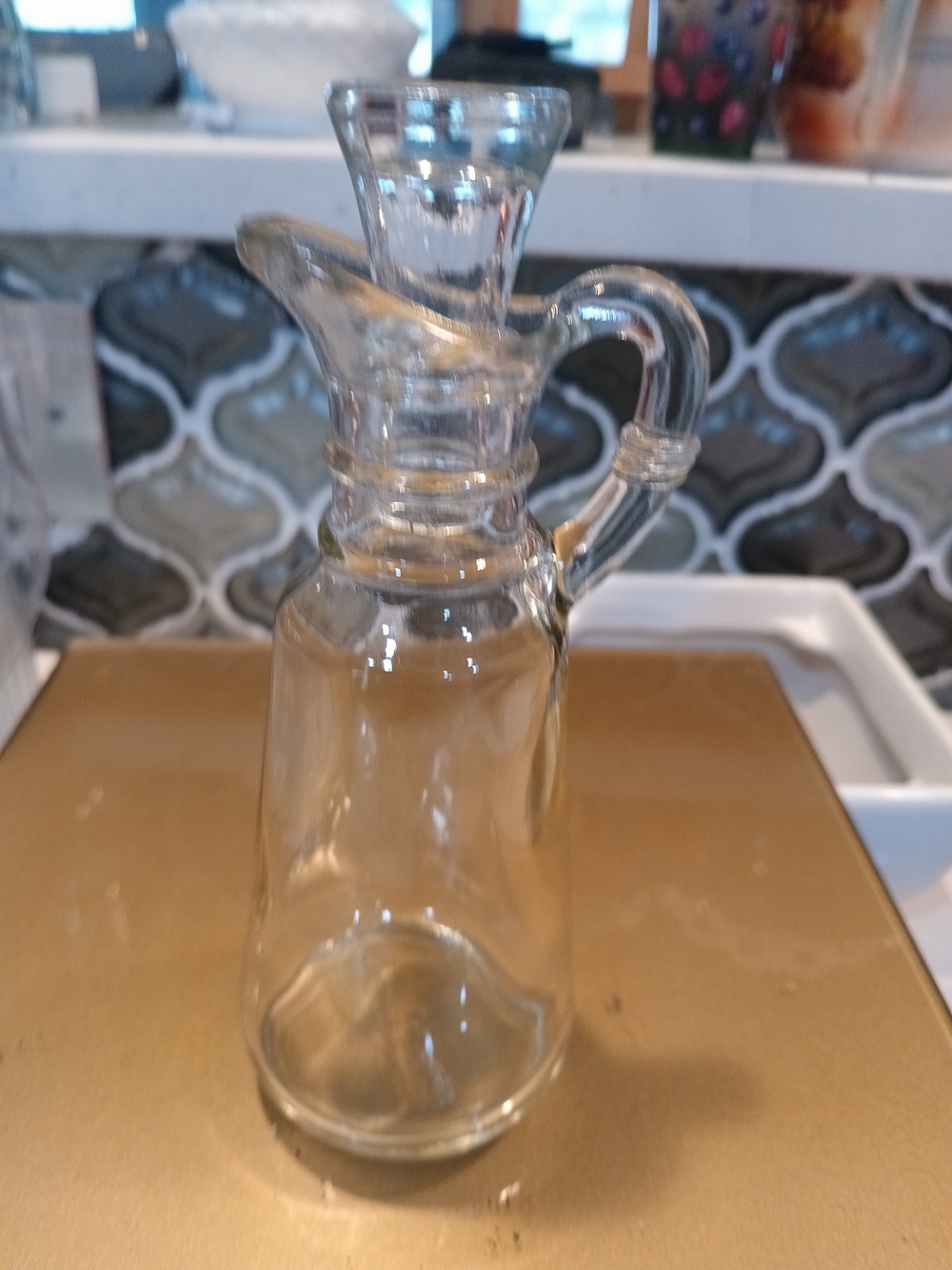Clear Glass Carafe with Handle - Home Dining Serveware